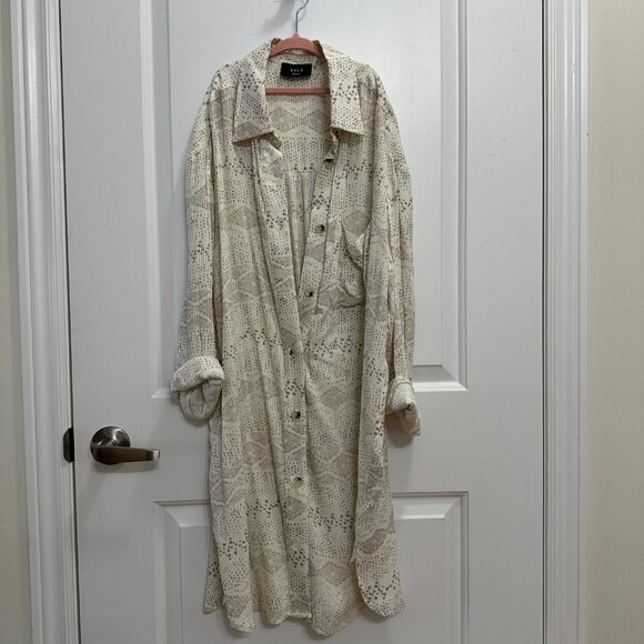 VICI Train of Thought Button Down Shirt - Cream and Brown Size Small Womens - Picture 2 of 11
